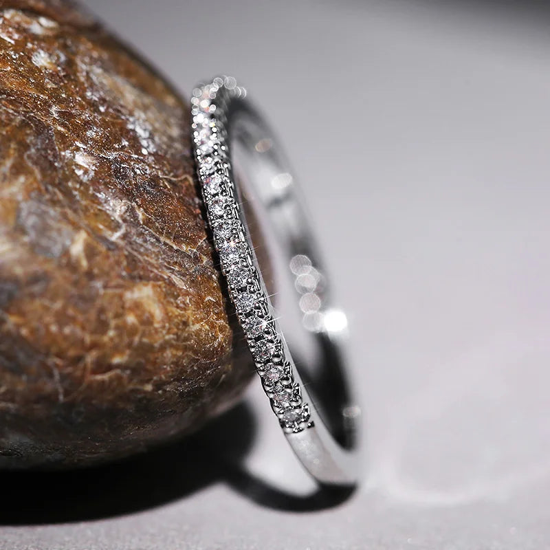 Geometric Cubic Zirconia Wedding Ring