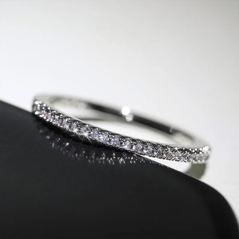 Geometric Cubic Zirconia Wedding Ring
