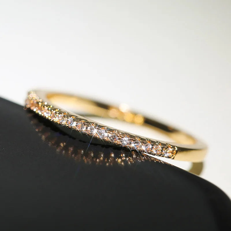 Geometric Cubic Zirconia Wedding Ring