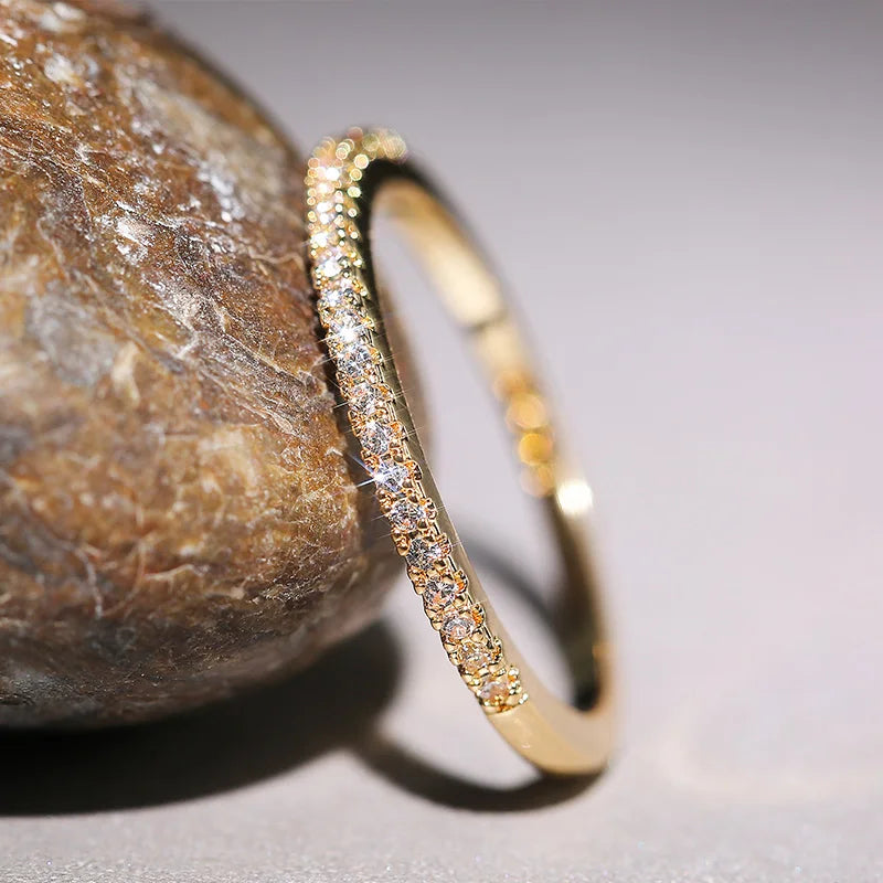 Geometric Cubic Zirconia Wedding Ring