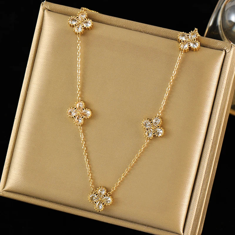 Floral Stainless Steel Jewelry Set