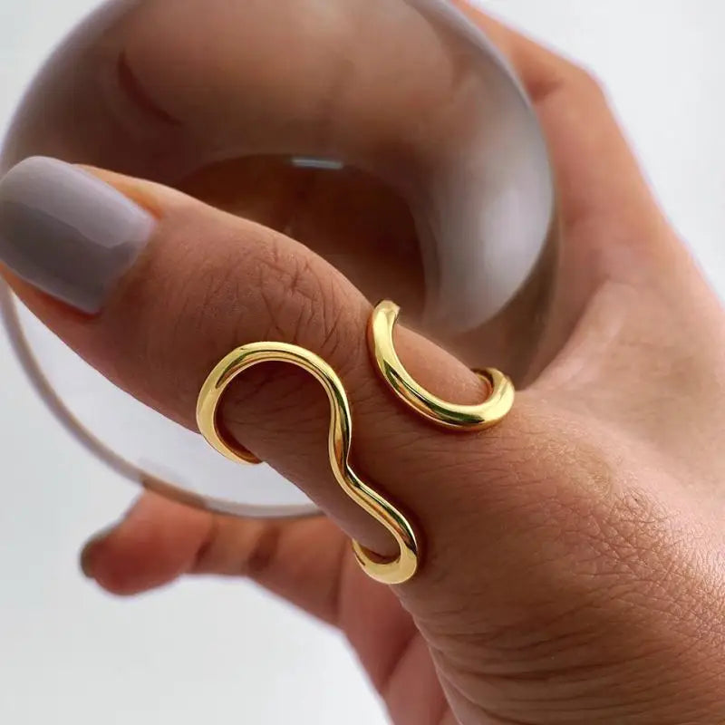 18K Gold Plated Geometric Stainless Steel Ring