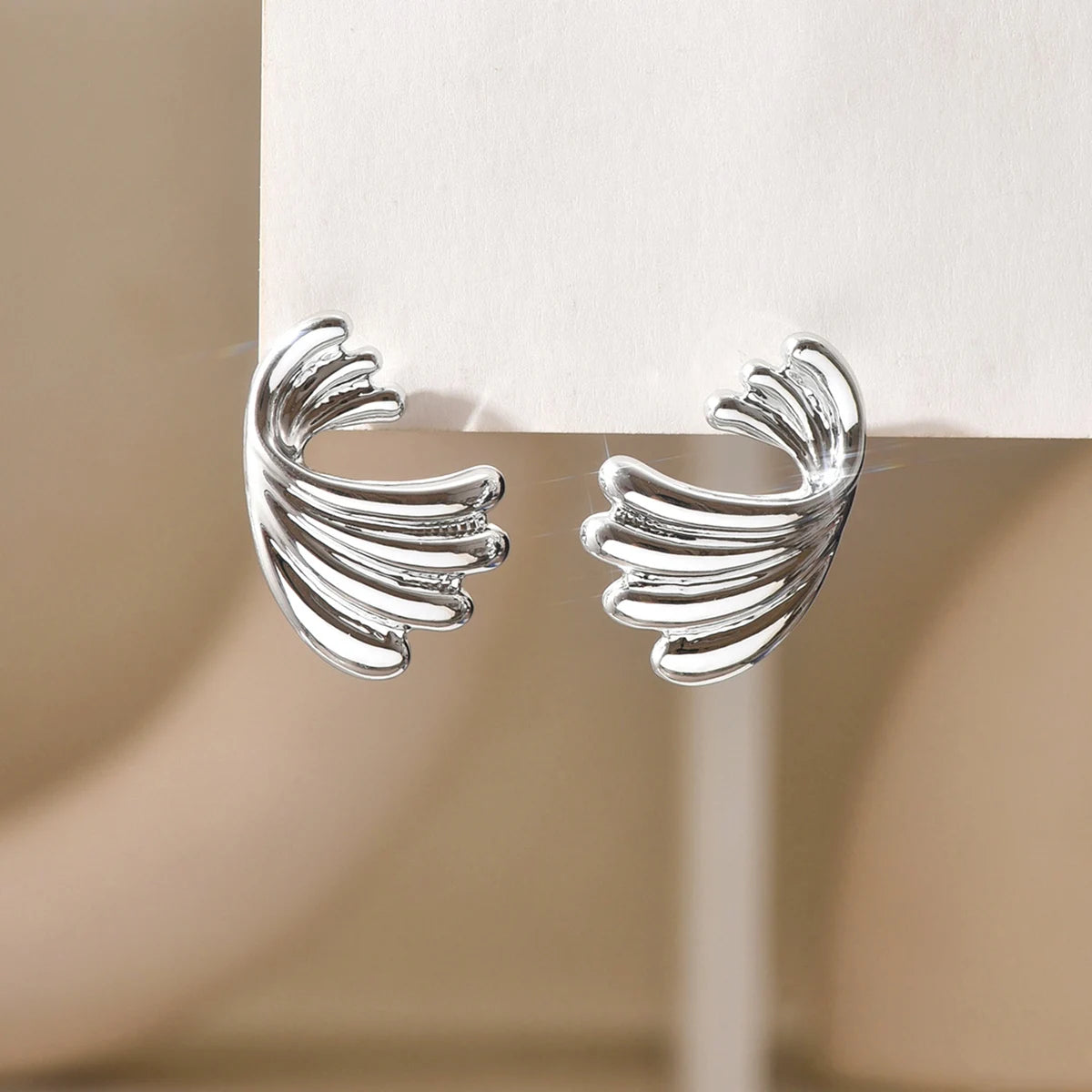 Gold Geometric Flower Stud Earrings for Women