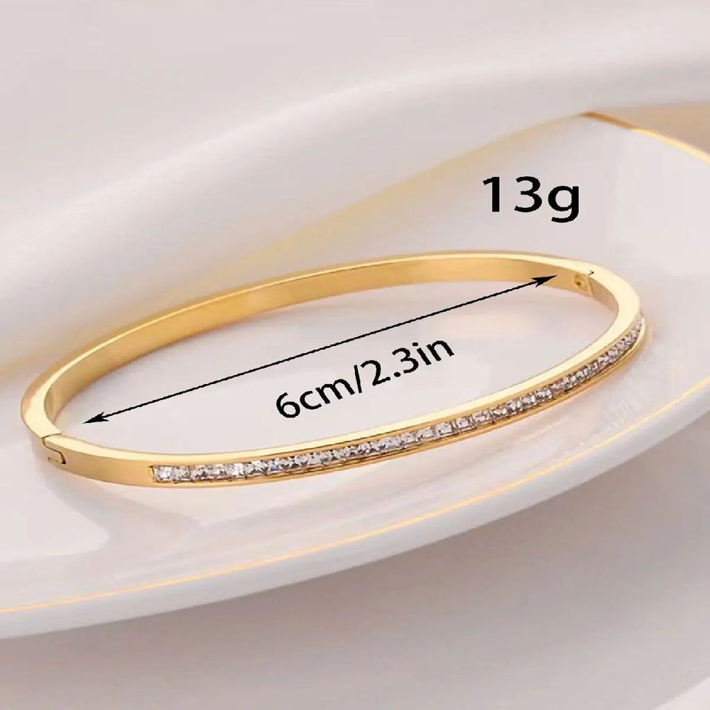 Gold Titanium Steel Geometric Bangle