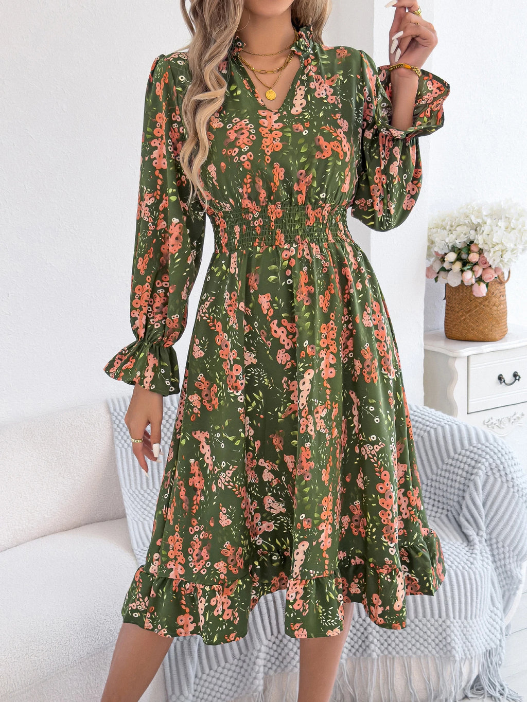 Romantic Ruffled Floral Dress