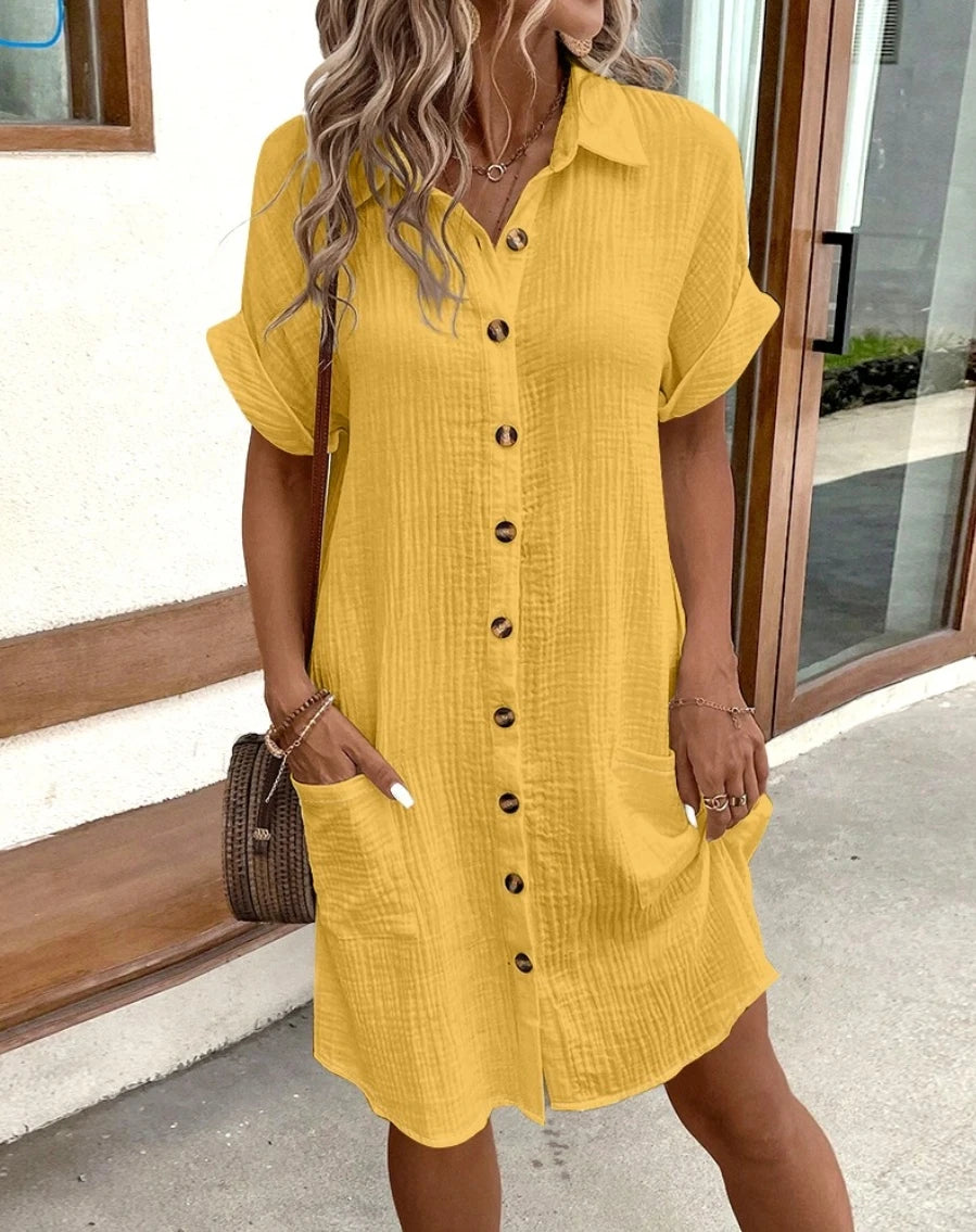 Classic Three-Quarter Sleeve Mini Dress