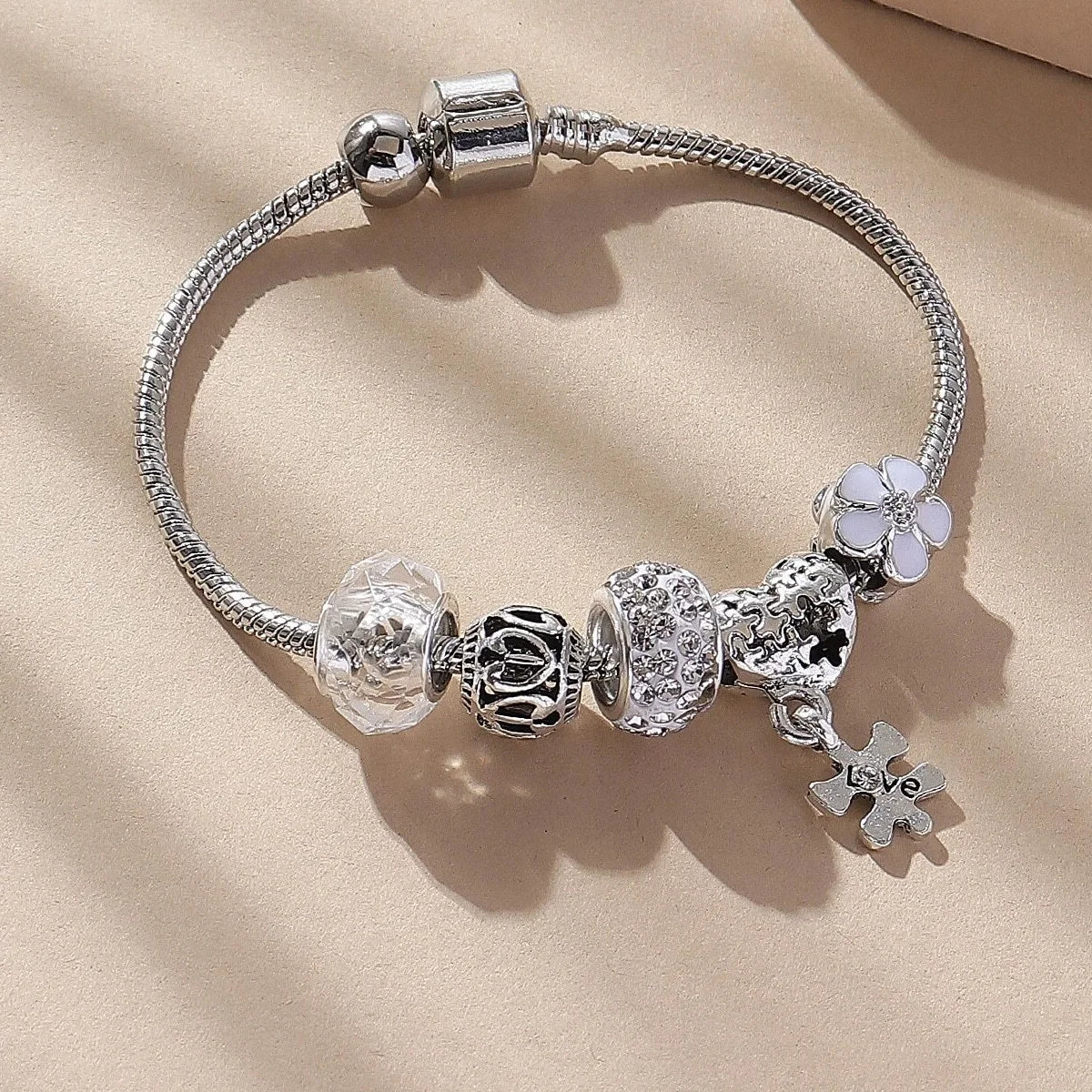 Romantic Heart Beaded Chain Bracelet