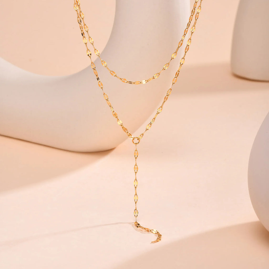 Double Layer Gold Fringe Chain Necklace for Women