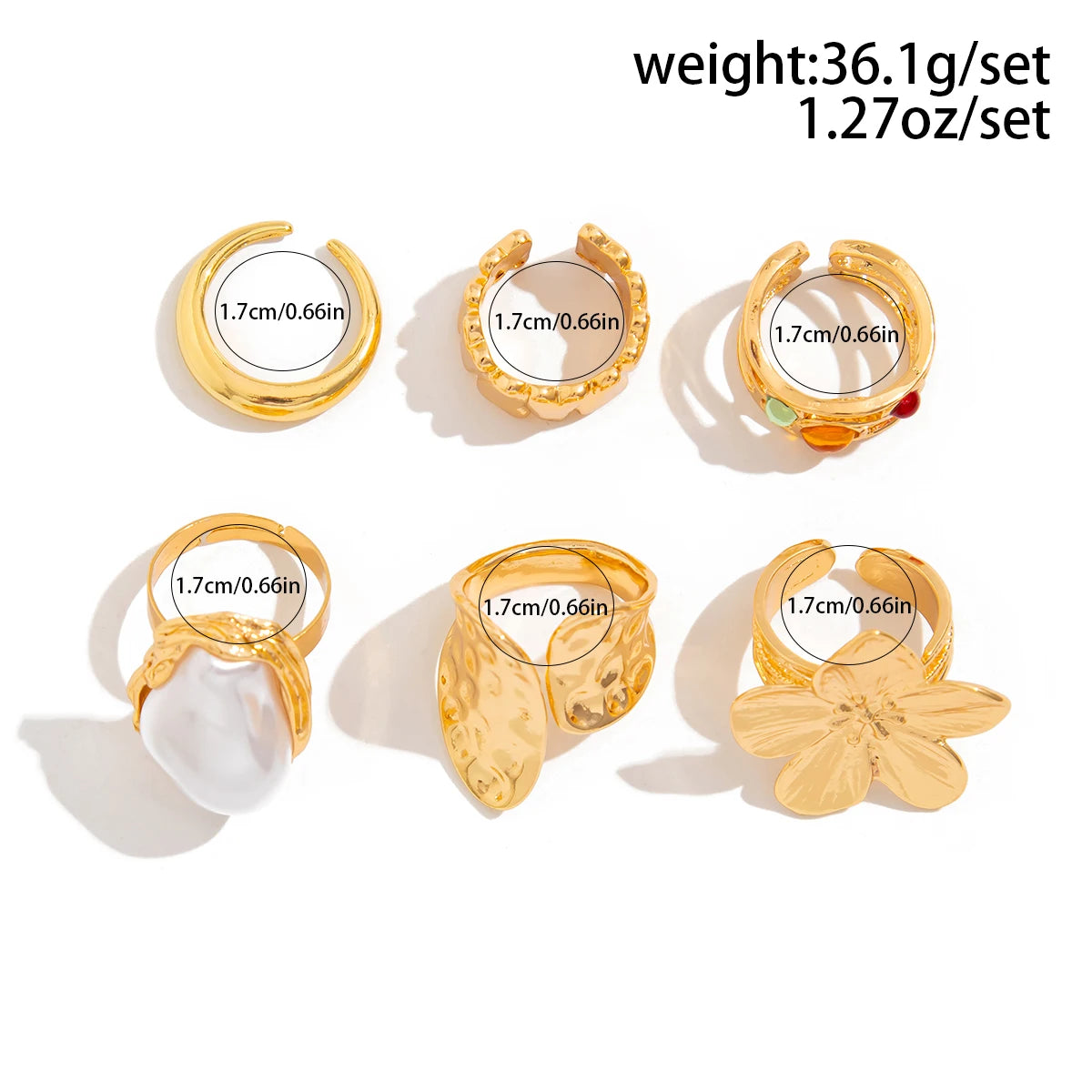 Punk Crystal Ring Set