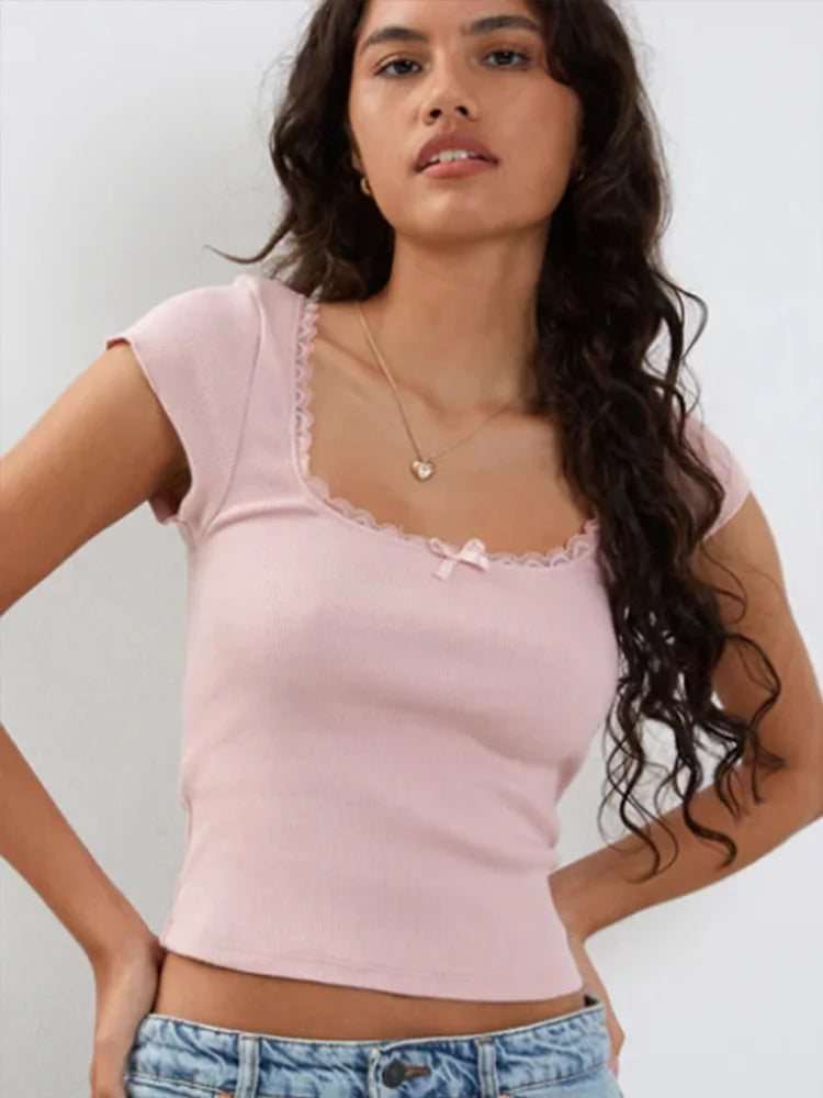 Romantic Milkmaid Summer Crop Tee