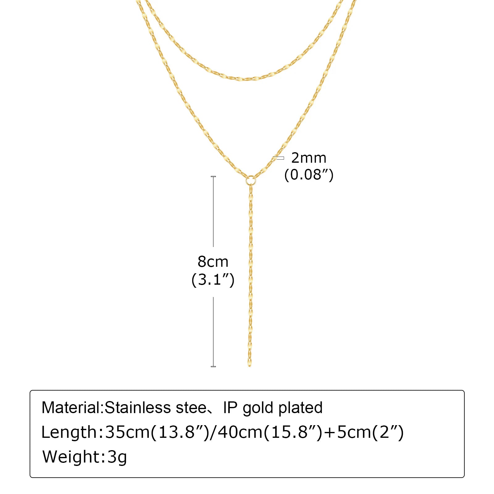 Double Layer Gold Fringe Chain Necklace for Women