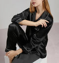 sleepwear imitation silk cardigan, long sleeved