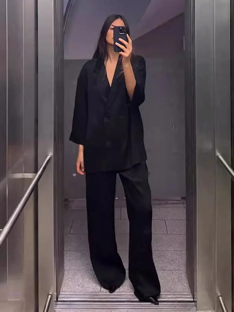 Modern Lady Wide-Leg Suit Set