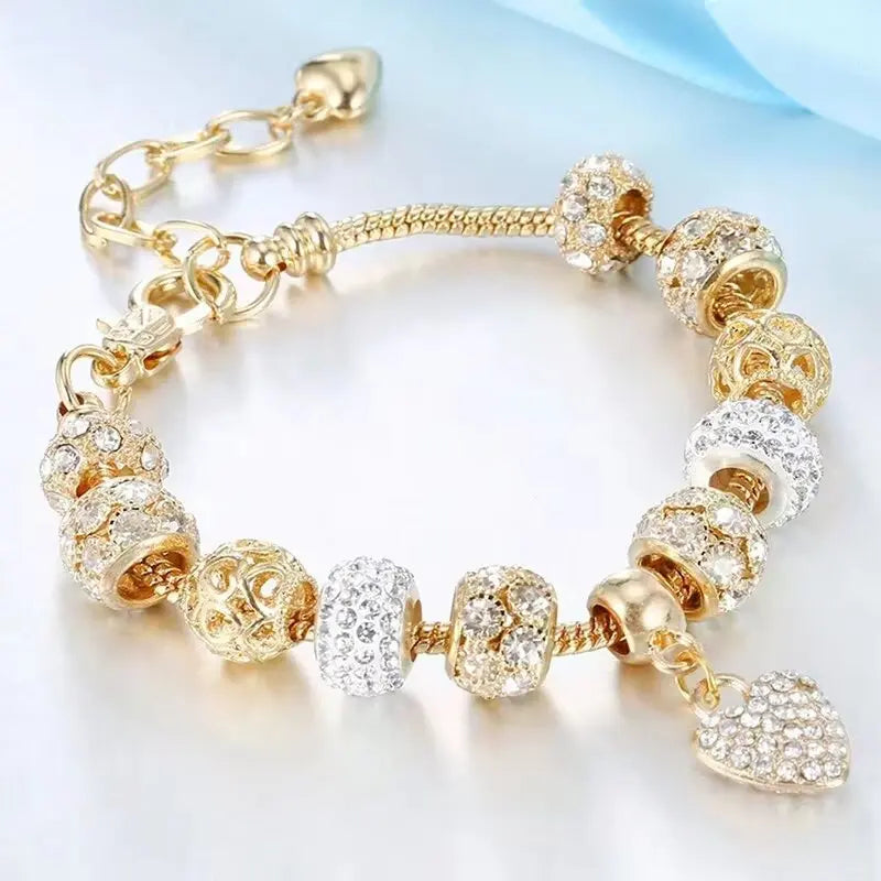 Romantic Heart Beaded Chain Bracelet