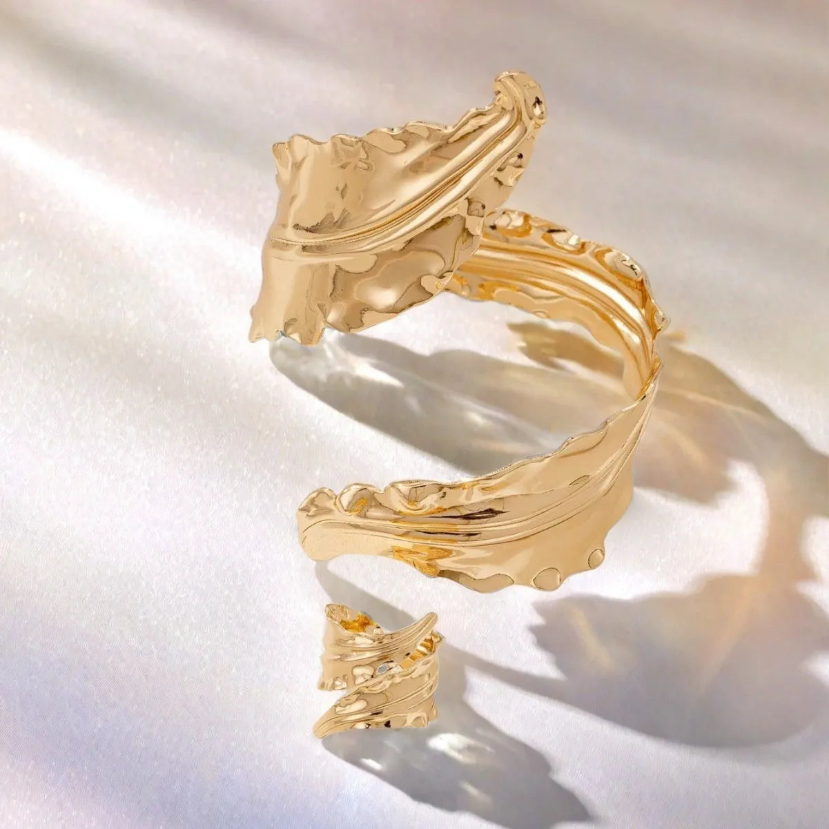 Modern Geometric Bracelet & Ring Set