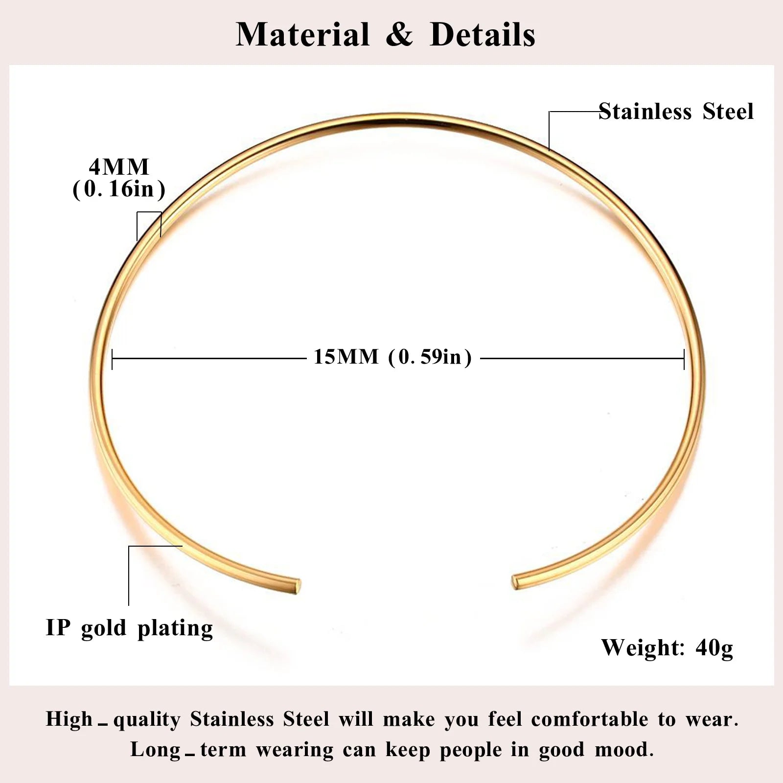 Adjustable Stainless Steel Neck Cuff Choker for Women