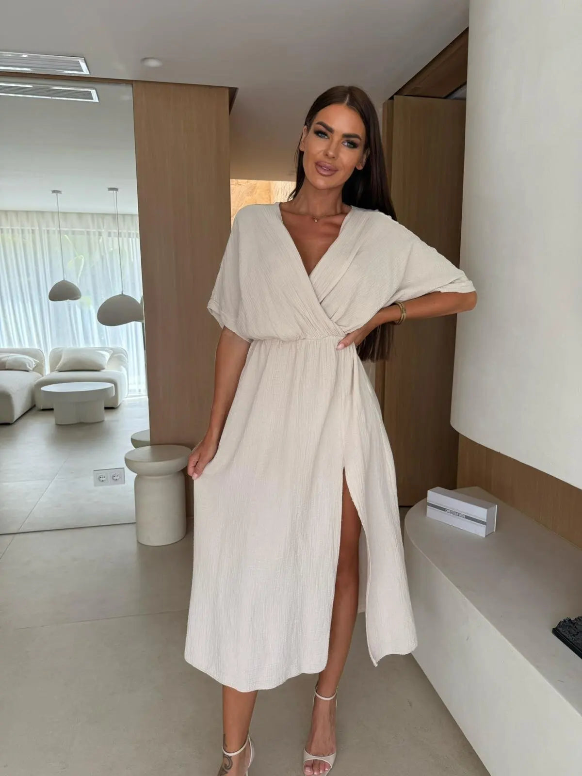 Chic Side Slit Summer Midi Dress