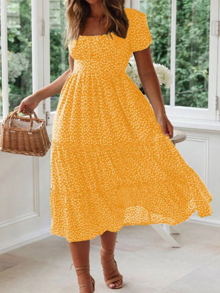 Boho Bloom Puff Sleeve Maxi Dress