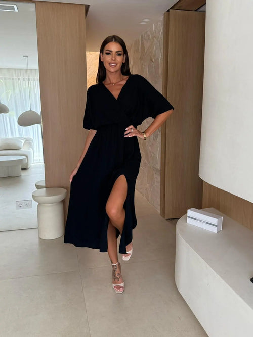 Chic Side Slit Summer Midi Dress