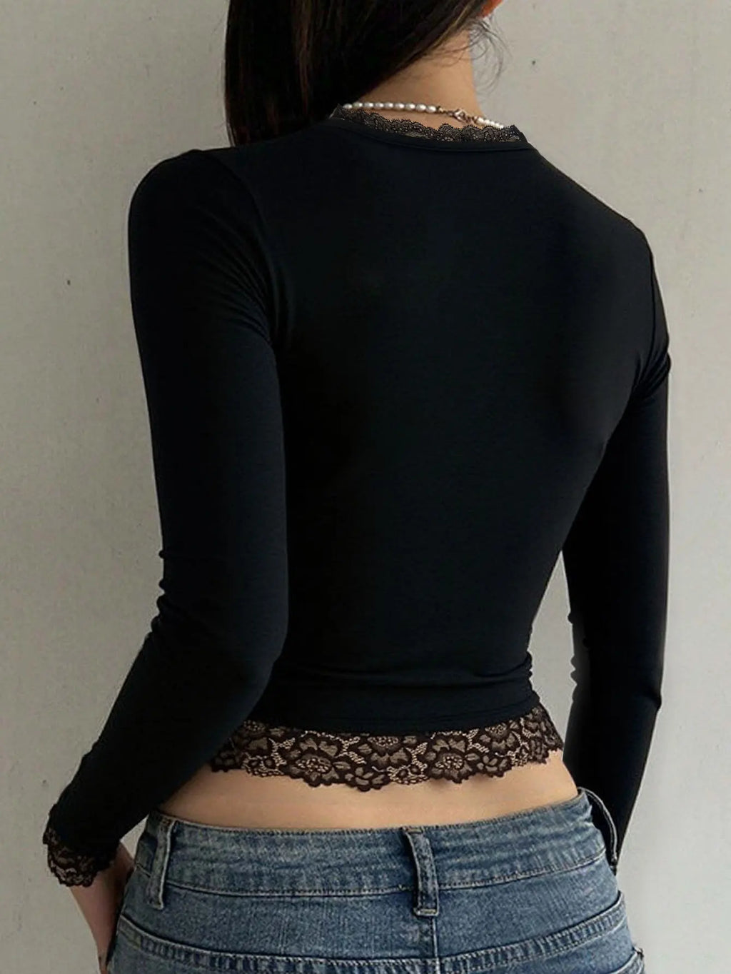 Retro 2000s Graphic Lace Top