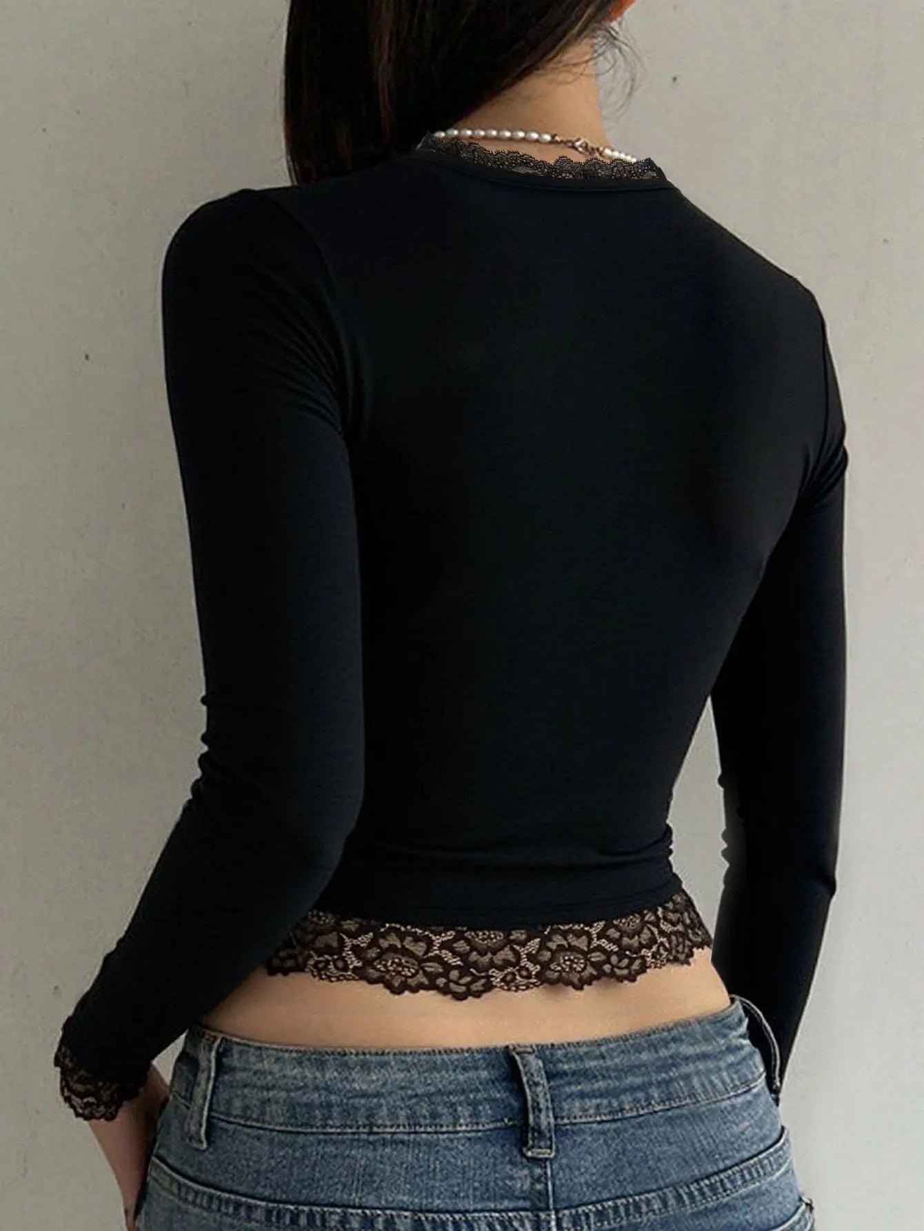 Retro 2000s Graphic Lace Top