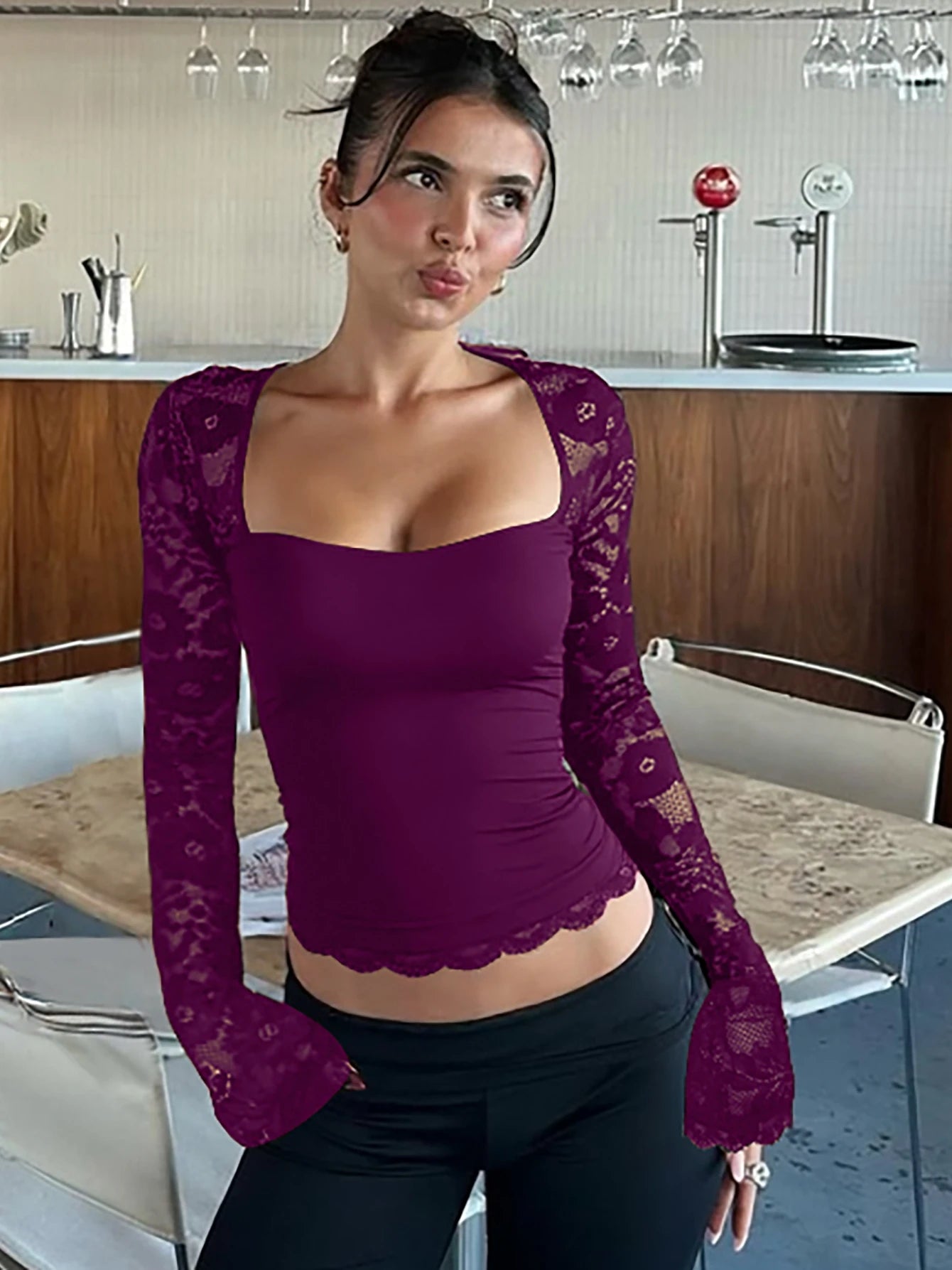 Glam Floral Lace Crop Shirt