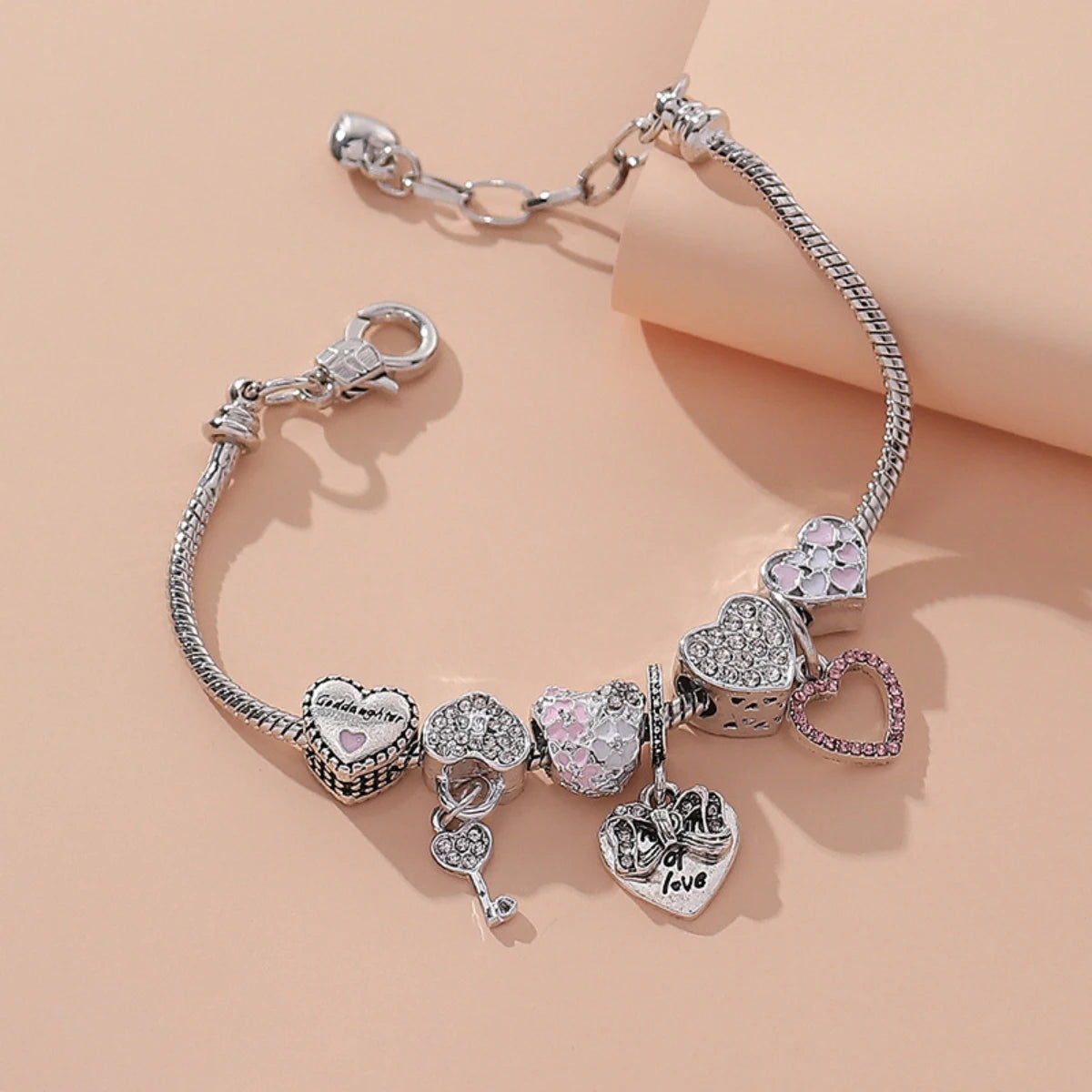 Romantic Heart Beaded Chain Bracelet
