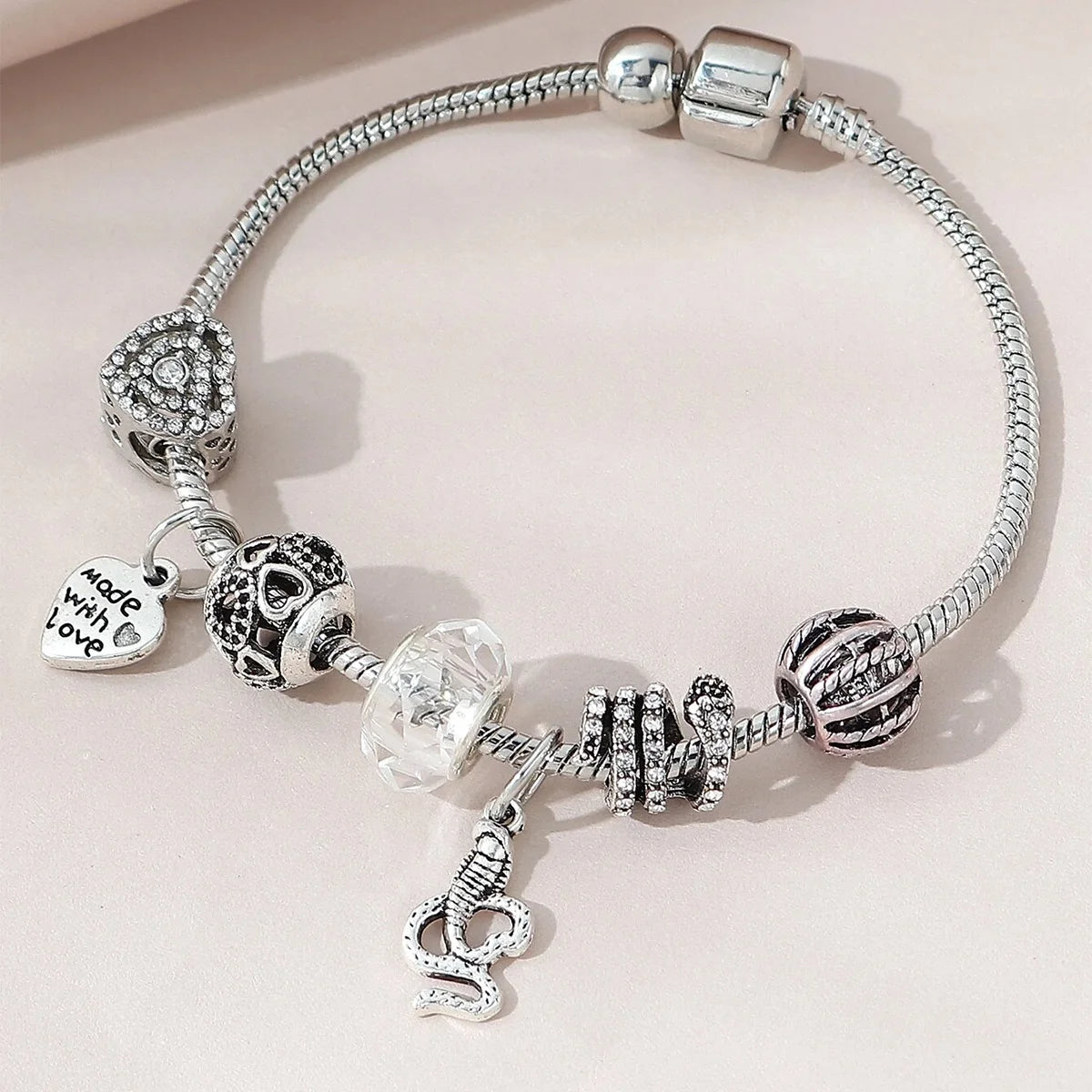 Romantic Heart Beaded Chain Bracelet