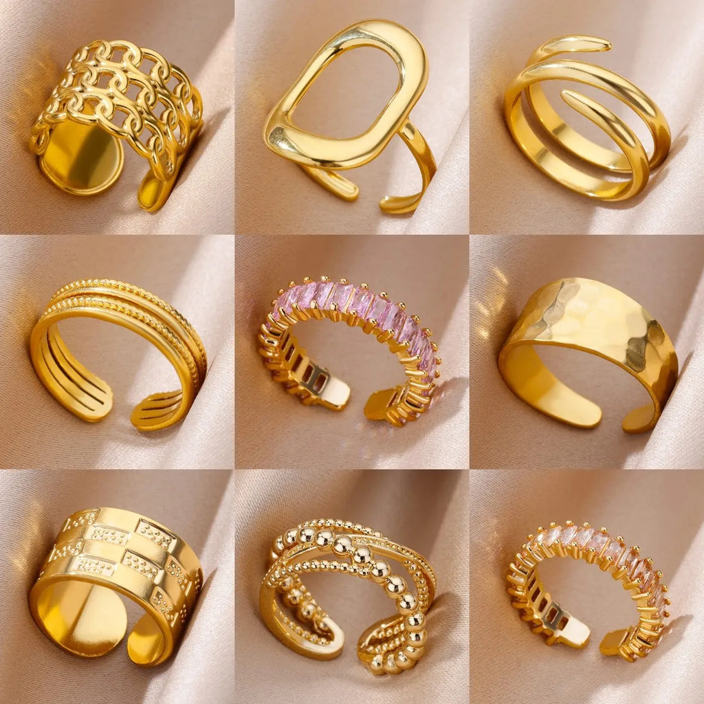 Luxury Gold Stainless Steel Ring for Women