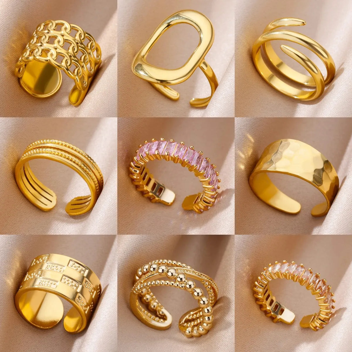 Luxury Gold Stainless Steel Ring for Women