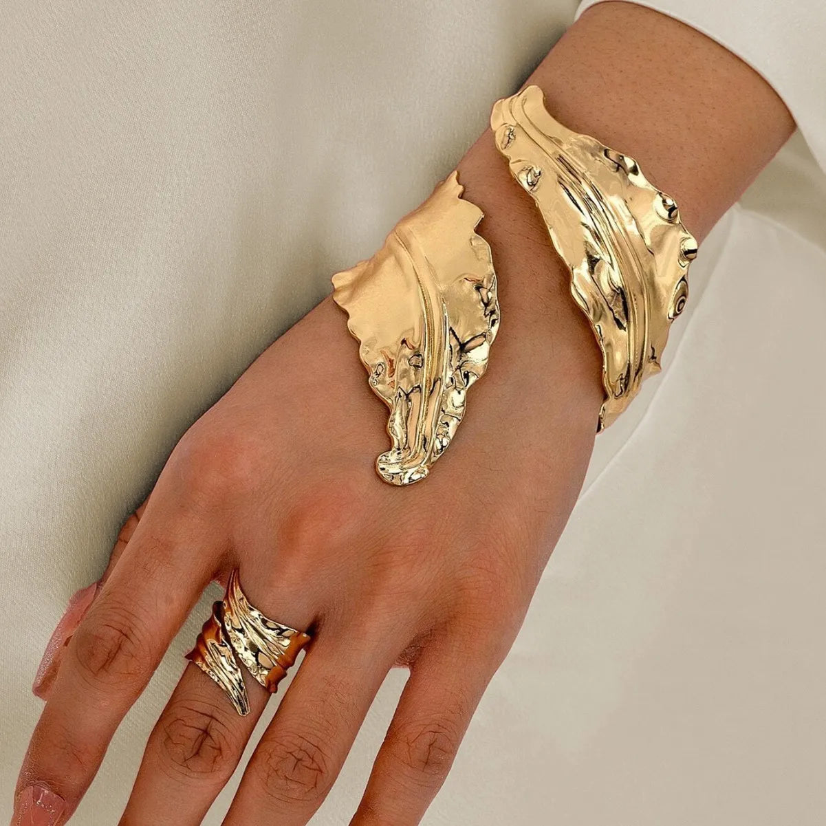 Modern Geometric Bracelet & Ring Set