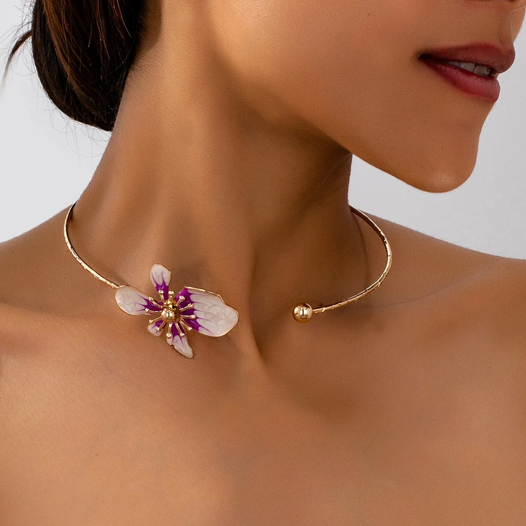 Romantic Flower Torque Necklace