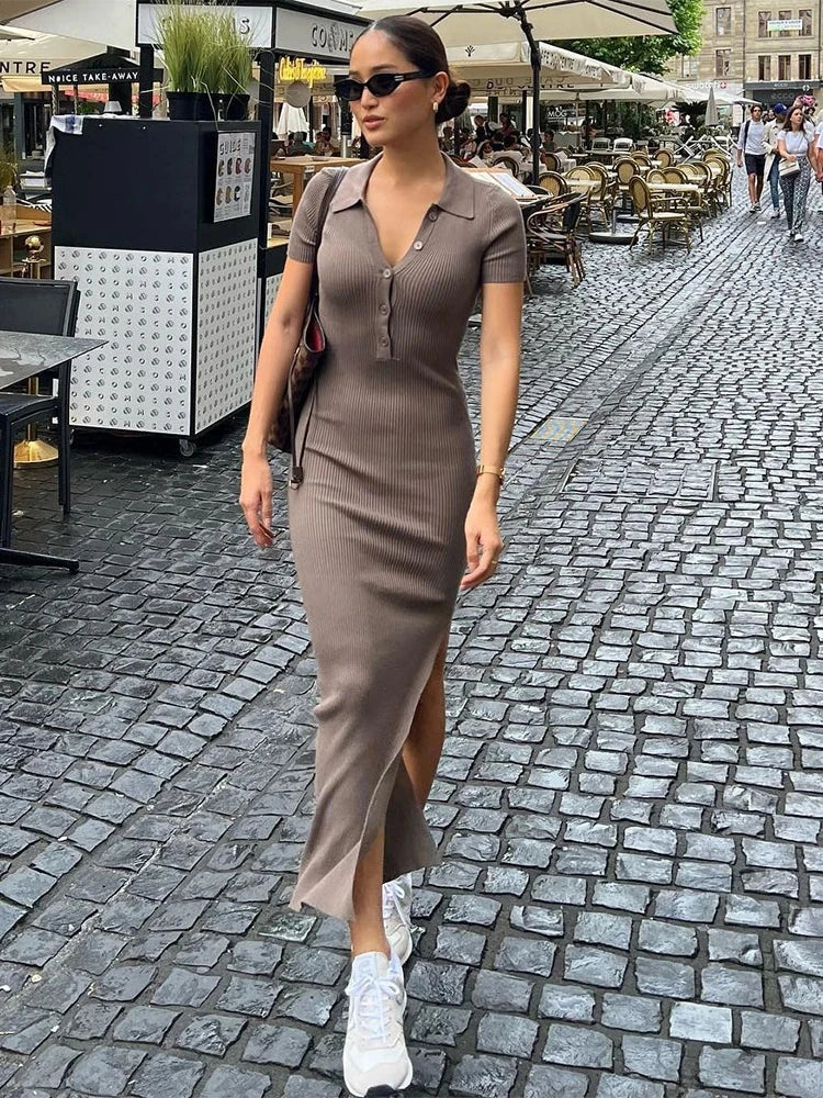 Runway Collar Sculpted Maxi Dress