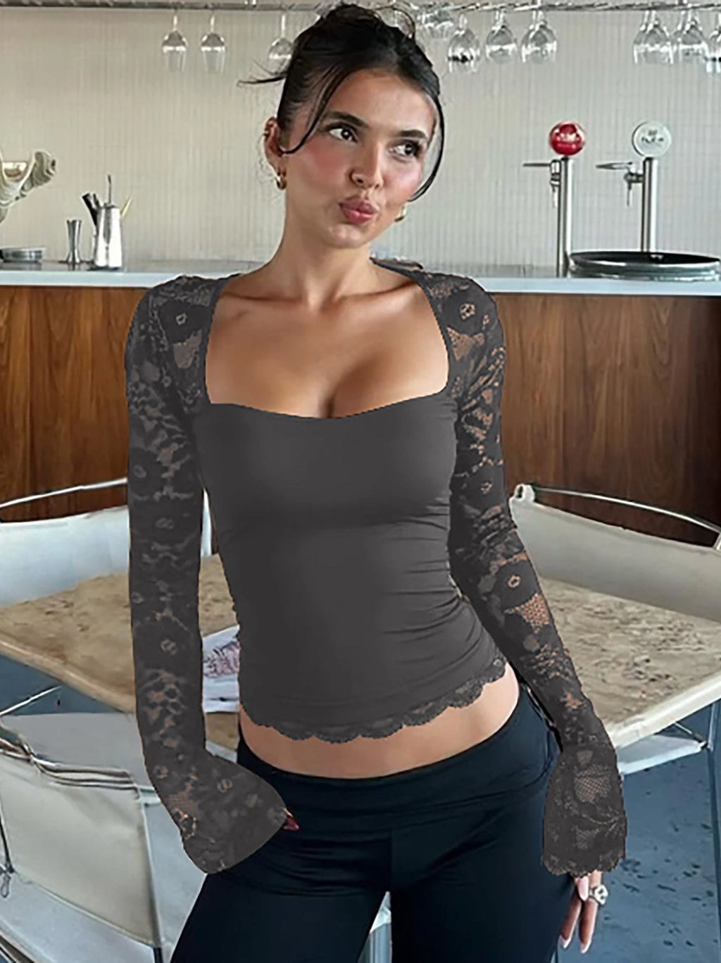 Glam Floral Lace Crop Shirt