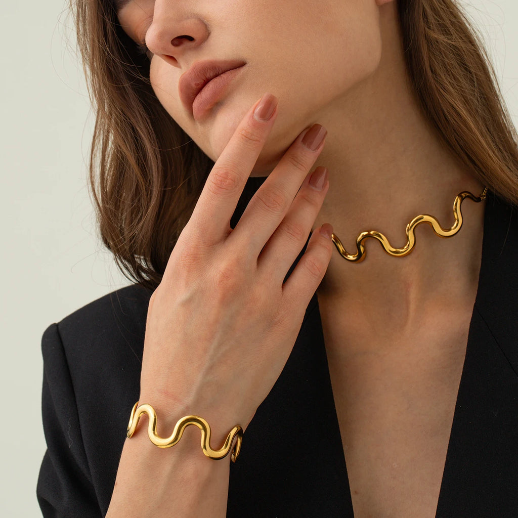 18K PVD Gold Stainless Steel Geometric Pendant Necklace