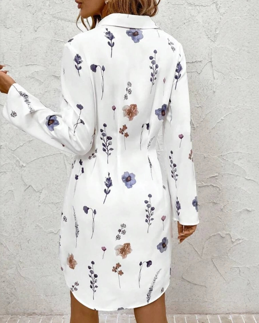Graceful Bloom Shirt Midi Dress
