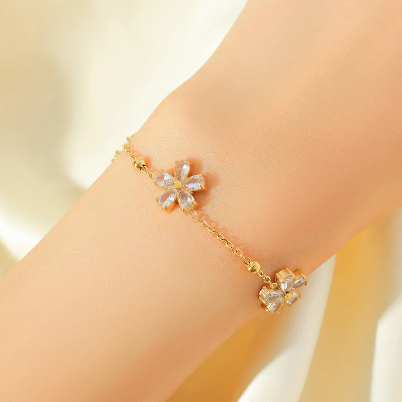 Floral Stainless Steel Jewelry Set