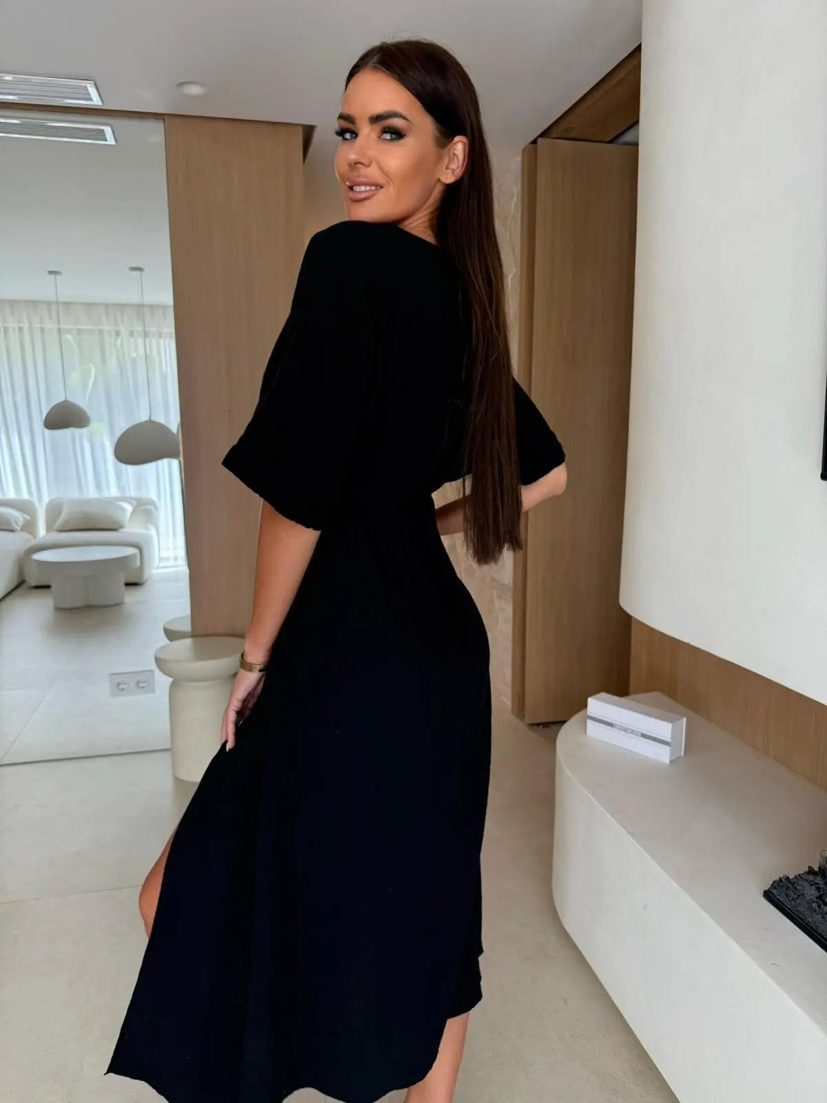 Chic Side Slit Summer Midi Dress