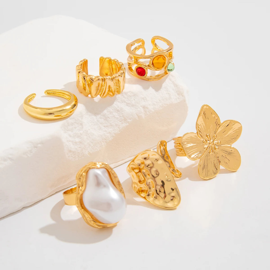 Punk Crystal Ring Set
