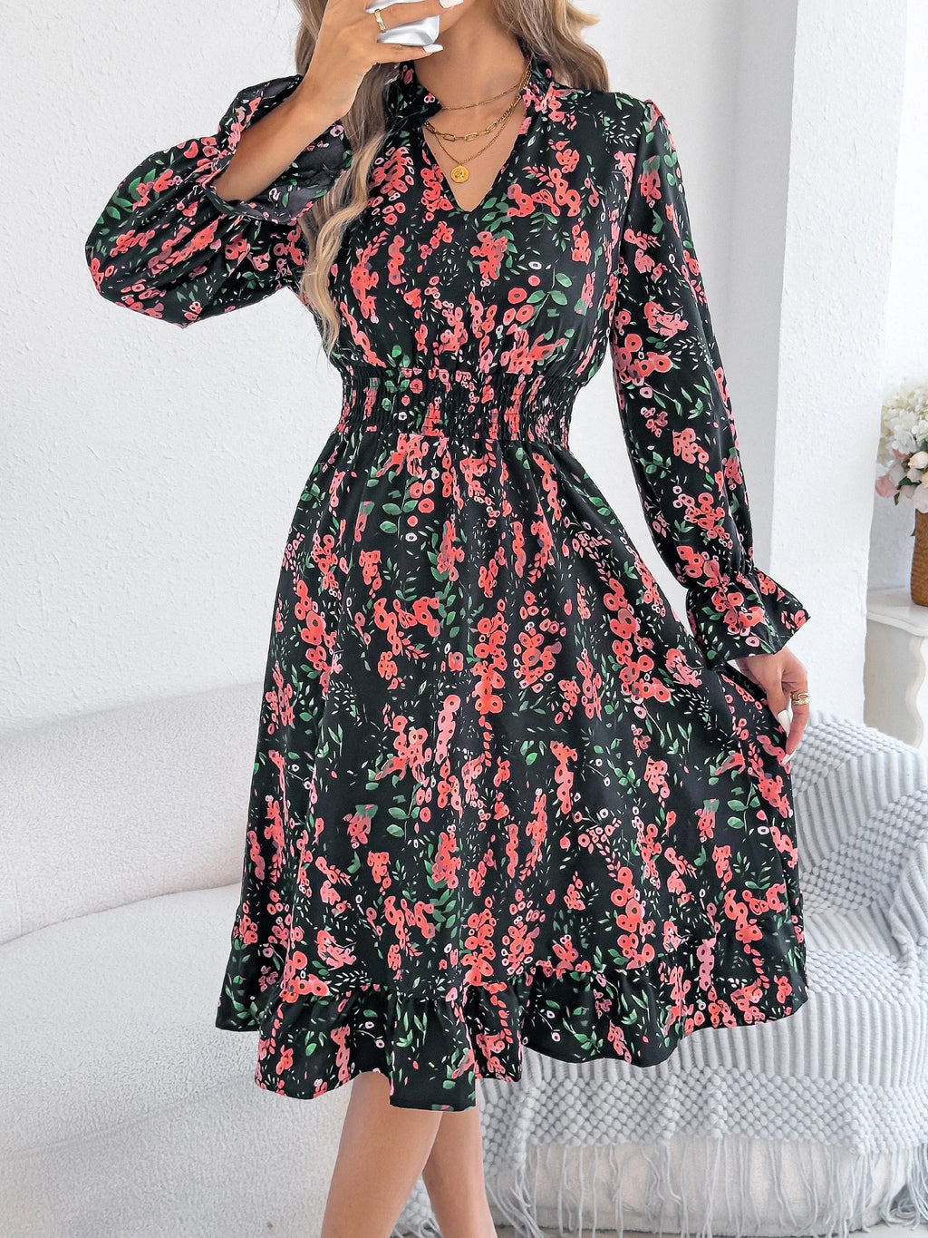 Romantic Ruffled Floral Dress