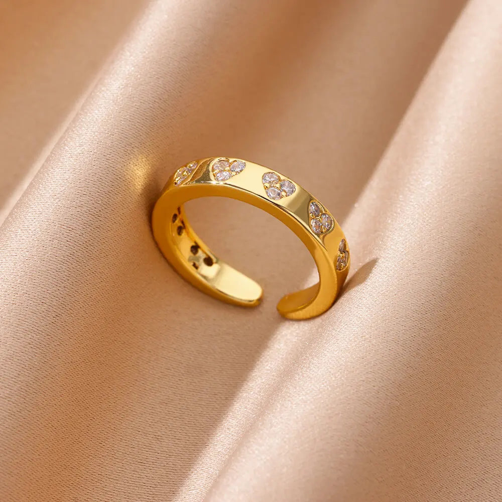18K Gold Plated Heart Zircon Ring