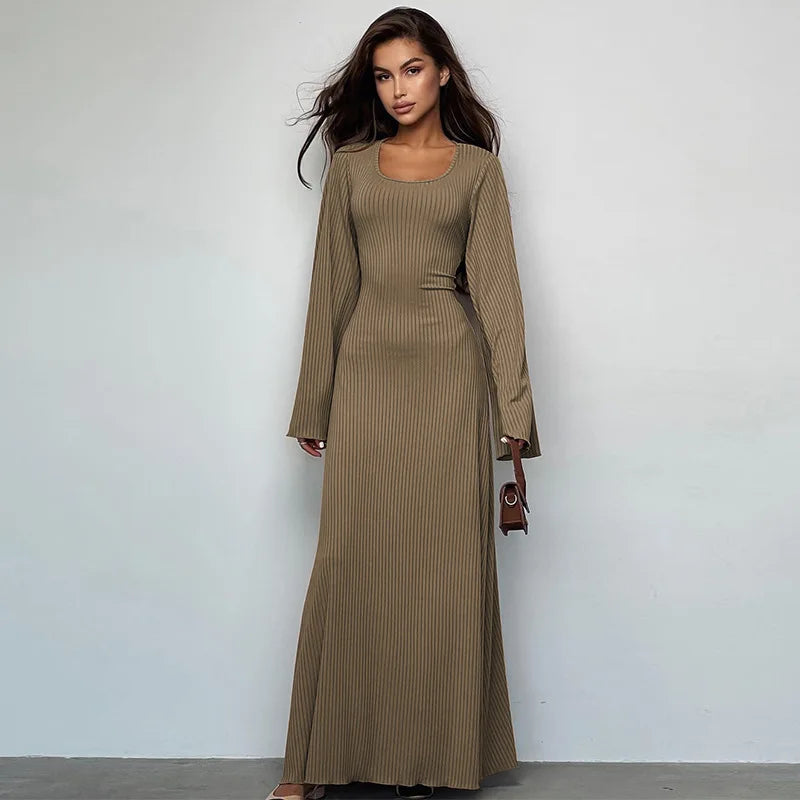 Refined Slim Ankle-Length Statement Dress