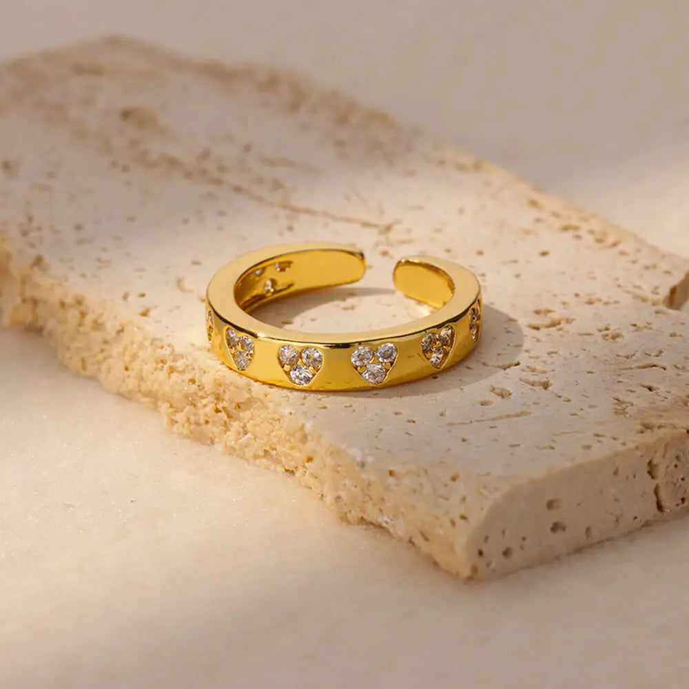 18K Gold Plated Heart Zircon Ring