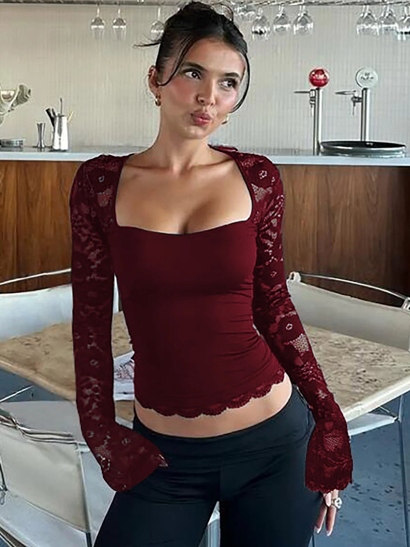 Glam Floral Lace Crop Shirt