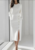 Élégance Couture Buttoned Dress