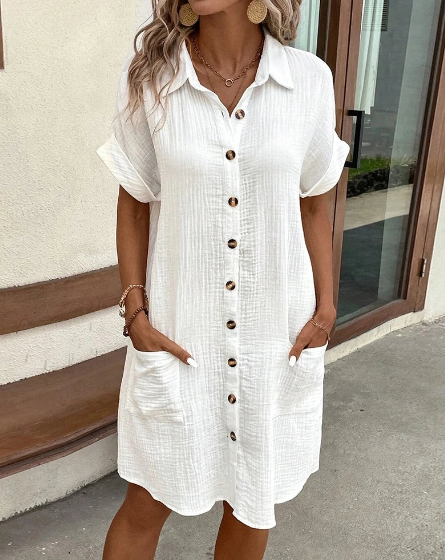 Classic Three-Quarter Sleeve Mini Dress