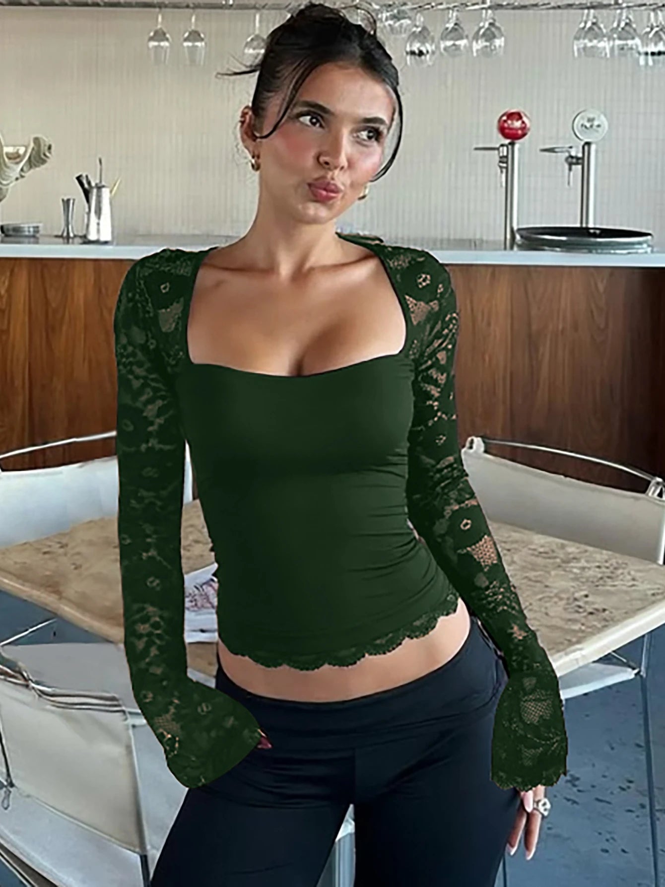 Glam Floral Lace Crop Shirt
