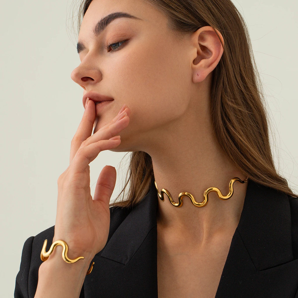 18K PVD Gold Stainless Steel Geometric Pendant Necklace