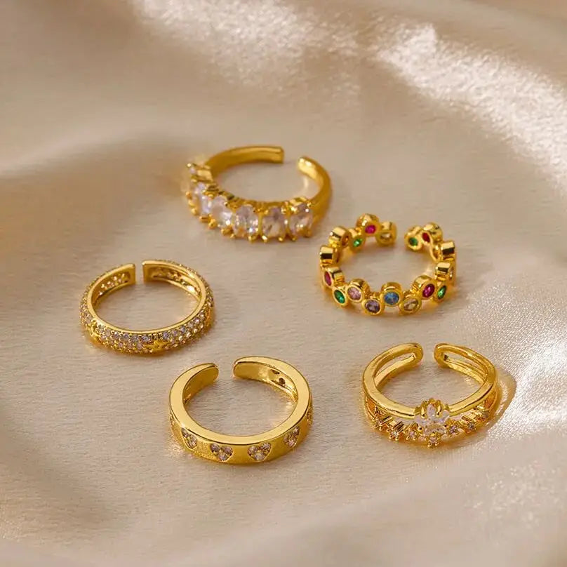 18K Gold Plated Heart Zircon Ring