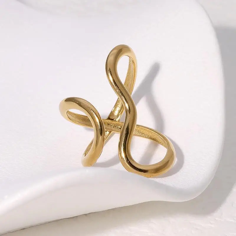 18K Gold Plated Geometric Stainless Steel Ring